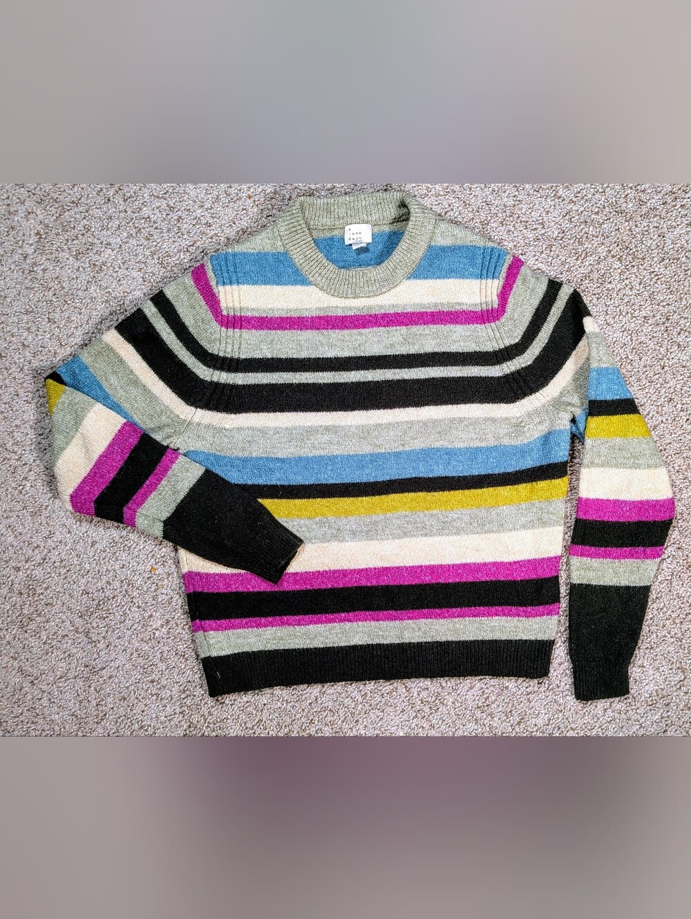A New Day Multi Color Striped Pullover Crew Neck Sweater XS
